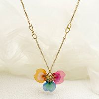 304 Stainless Steel Arylic 14K Gold Plated Casual Commute Plating Petal Acrylic Necklace main image 4