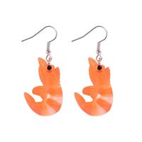 1 Pair Cute Funny Simple Style Shrimp Resin Drop Earrings sku image 1