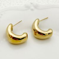 1 Pair Elegant Simple Style C Shape Plating 304 Stainless Steel 14K Gold Plated Earrings main image 4