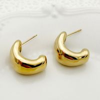 1 Pair Elegant Simple Style C Shape Plating 304 Stainless Steel 14K Gold Plated Earrings sku image 1