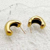 1 Paar Elegant Einfacher Stil C-Form Überzug Edelstahl 304 14 Karat Vergoldet Ohrringe main image 3