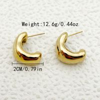 1 Pair Elegant Simple Style C Shape Plating 304 Stainless Steel 14K Gold Plated Earrings main image 2