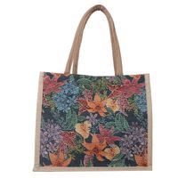 Women's Medium All Seasons Canvas Flower Streetwear Square Magnetic Buckle Tote Bag main image 5