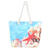 Women's Large Canvas Color Block Vacation Beach Square Zipper Shoulder Bag Tote Bag main image 4