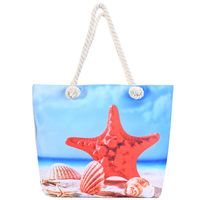 Women's Large Canvas Color Block Vacation Beach Square Zipper Shoulder Bag Tote Bag sku image 2