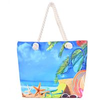 Women's Large Canvas Color Block Vacation Beach Square Zipper Shoulder Bag Tote Bag sku image 1