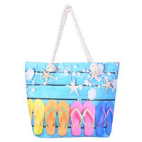 Women's Large Canvas Color Block Vacation Beach Square Zipper Shoulder Bag Tote Bag sku image 3