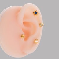 1 Piece Ear Cartilage Rings & Studs IG Style Simple Style Heart Shape Flower Spider 316 Stainless Steel  Pure Titanium Copper Inlay Zircon main image 10