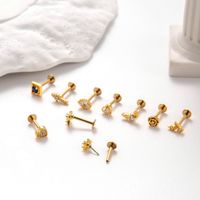 1 Piece Ear Cartilage Rings & Studs IG Style Simple Style Heart Shape Flower Spider 316 Stainless Steel  Pure Titanium Copper Inlay Zircon main image 6