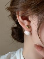 1 Pair Elegant Solid Color Enamel Copper Ear Studs main image 1