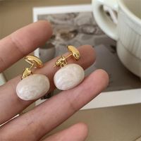 1 Pair Elegant Solid Color Enamel Copper Ear Studs sku image 2