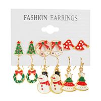 6 Pairs Ethnic Style Cartoon Character Christmas Tree Enamel Alloy Earrings sku image 5