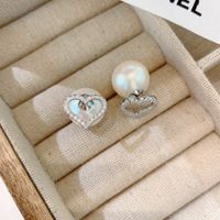 1 Pair Classic Style Heart Shape Plating Inlay Imitation Pearl Artificial Gemstones Ear Studs main image 5