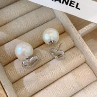 1 Pair Classic Style Heart Shape Plating Inlay Imitation Pearl Artificial Gemstones Ear Studs main image 2