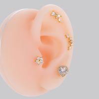 1 Piece Ear Cartilage Rings & Studs Simple Style Heart Shape Flower Bow Knot Pure Titanium Copper Inlay Zircon main image 7