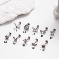 1 Piece Ear Cartilage Rings & Studs Simple Style Heart Shape Flower Bow Knot Pure Titanium Copper Inlay Zircon main image 3