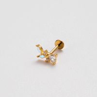 1 Piece Ear Cartilage Rings & Studs Simple Style Heart Shape Flower Bow Knot Pure Titanium Copper Inlay Zircon main image 9