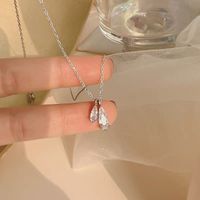 Simple Style Water Droplets Sterling Silver Inlay Zircon Pendant Necklace sku image 1