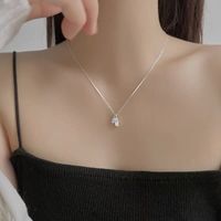 Simple Style Water Droplets Sterling Silver Inlay Zircon Pendant Necklace main image 5