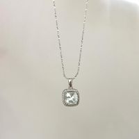Simple Style Square Sterling Silver Inlay Zircon Pendant Necklace sku image 3