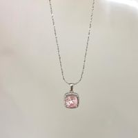 Simple Style Square Sterling Silver Inlay Zircon Pendant Necklace sku image 4