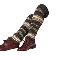 Femmes Style Vintage Bohémien Géométrique La Laine Fibre De Polyacrylonitrile Jacquard Sur Le Genou Chaussettes Une Paire main image 2