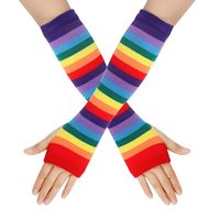 Frau Klassischer Stil Regenbogen Handschuhe 1 Paar main image 3