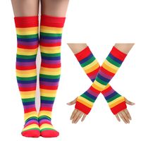 Unisex Casual Rainbow Polyester Cotton Over The Knee Socks 1 Set sku image 2