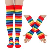 Unisex Casual Rainbow Polyester Cotton Over The Knee Socks 1 Set sku image 1