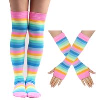 Unisex Casual Rainbow Polyester Cotton Over The Knee Socks 1 Set sku image 4
