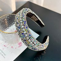 Simple Style Solid Color Cloth Inlay Rhinestones Hair Band main image 4