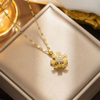 Simple Style Snowflake Stainless Steel Titanium Steel Plating Inlay Zircon 18k Gold Plated Pendant Necklace sku image 1