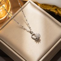 Simple Style Heart Shape Stainless Steel Plating Inlay Zircon 18k Gold Plated Pendant Necklace sku image 2