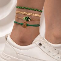 Cross-border Anklet Blue Braided Rope Cactus Fish Marine Elements Beach Style Four-piece Anklet sku image 2