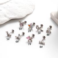 1 Piece Ear Cartilage Rings & Studs Simple Style Heart Shape Flower Bow Knot Pure Titanium Copper Inlay Zircon main image 10