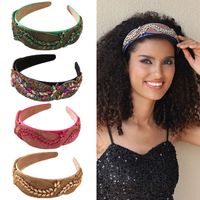 Retro Round Cloth Inlay Rhinestones Hair Band main image 1