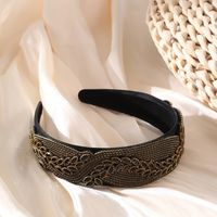 Retro Round Cloth Inlay Rhinestones Hair Band sku image 5