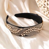 Retro Round Cloth Inlay Rhinestones Hair Band sku image 7