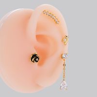 1 Piece Ear Cartilage Rings & Studs Simple Style Water Droplets Flower Snake Pure Titanium Copper Inlay Zircon main image 8