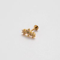 1 Piece Ear Cartilage Rings & Studs Simple Style Water Droplets Flower Snake Pure Titanium Copper Inlay Zircon main image 6