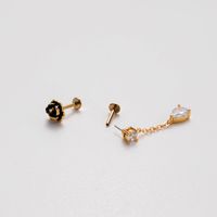 1 Piece Ear Cartilage Rings & Studs Simple Style Water Droplets Flower Snake Pure Titanium Copper Inlay Zircon main image 7