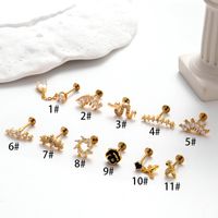 1 Piece Ear Cartilage Rings & Studs Simple Style Water Droplets Flower Snake Pure Titanium Copper Inlay Zircon main image 5