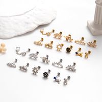 1 Piece Ear Cartilage Rings & Studs Simple Style Water Droplets Flower Snake Pure Titanium Copper Inlay Zircon main image 1