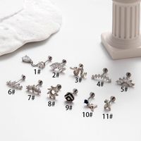 1 Piece Ear Cartilage Rings & Studs Simple Style Water Droplets Flower Snake Pure Titanium Copper Inlay Zircon main image 10
