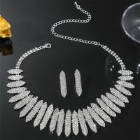 Glam Solid Color Rhinestone Inlay Rhinestones Silver Plated Women's Earrings Necklace main image 1