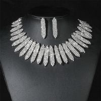 Glam Solid Color Rhinestone Inlay Rhinestones Silver Plated Women's Earrings Necklace main image 4
