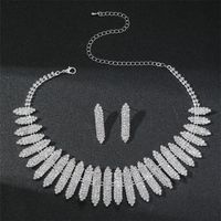 Glam Solid Color Rhinestone Inlay Rhinestones Silver Plated Women's Earrings Necklace main image 3