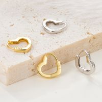 1 Pair Elegant Simple Style Shiny Heart Shape Plating Sterling Silver 18k Gold Plated White Gold Plated Earrings main image 1