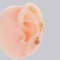 1 Piece Ear Cartilage Rings & Studs Simple Style Flower Butterfly Pure Titanium Copper Inlay Zircon main image 7