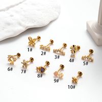 1 Piece Ear Cartilage Rings & Studs Simple Style Flower Butterfly Pure Titanium Copper Inlay Zircon main image 6
